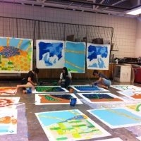 ArtWorks team working on mural